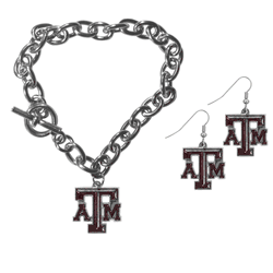 Texas A&M Aggies Chain Bracelet and Dangle Earring Set