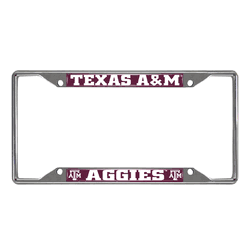 Texas A&M Aggies Chrome Metal License Plate Frame, 6.25in x 12.25in