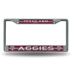 Texas A&M Aggies Classic 12" x 6" Silver Bling Chrome Car/Truck/SUV Auto Accessory
