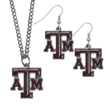 Texas A&M Aggies Dangle Earrings and Chain Necklace Set