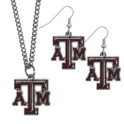 Texas A&M Aggies Dangle Earrings and Chain Necklace Set