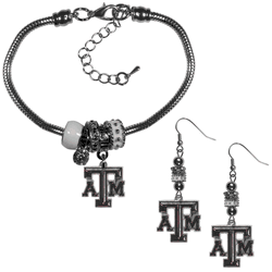 Texas A&M Aggies Euro Bead Earrings and Bracelet Set