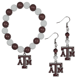 Texas A&M Aggies Fan Bead Earrings and Bracelet Set