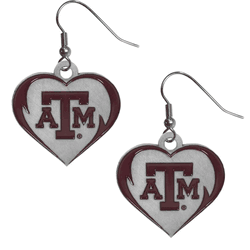 Texas A&M Aggies Heart Dangle Earrings
