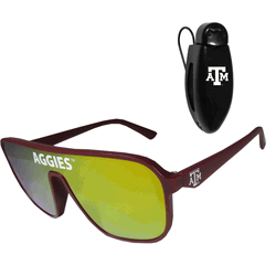 Texas A&M Aggies Shield Sunglasses with Visor Clip