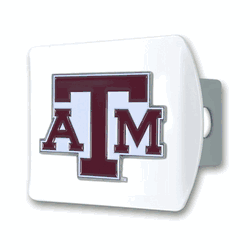 Texas A&M White Metal Hitch Cover with  3D Color Emblem