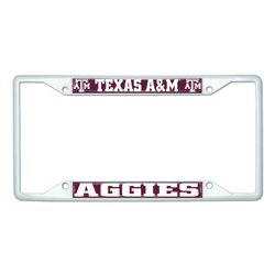 Texas A&M White Metal License Plate Frame - 6.25"x12.25"