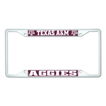 Texas A&M White Metal License Plate Frame - 6.25