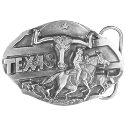 Texas Longhorn Antiqued Belt Buckle