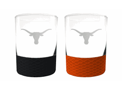 Texas Longhorns 2pc Laser Etched Commissioner Rocks Glass Set