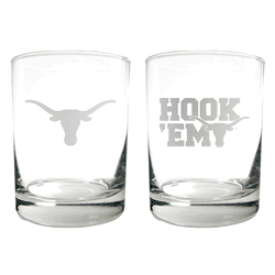Texas Longhorns 2pc Rocks Glass Set
