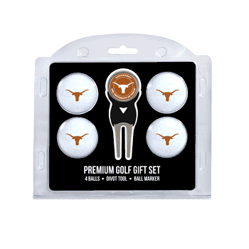 Texas Longhorns 4 Ball Gift Set + Divot Tool & Marker