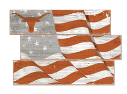 Texas Longhorns American Flag 3 Plank