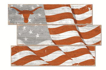 Texas Longhorns American Flag 3 Plank