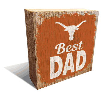 Texas Longhorns Best Dad 6x6 Wood Block