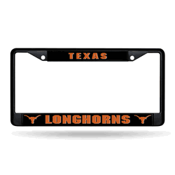 Texas Longhorns  Black Chrome Frame with Plastic Inserts 12" x 6" Car/Truck Auto Accessory