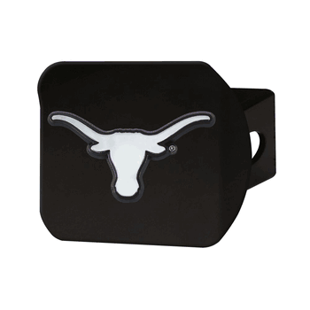 Texas Longhorns Black Metal Hitch Cover with Metal Chrome 3D Emblem