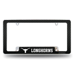 Texas Longhorns Carbon Fiber 12" x 6" Chrome All Over Automotive License Plate Frame