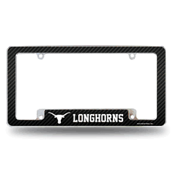 Texas Longhorns Carbon Fiber 12" x 6" Chrome All Over Automotive License Plate Frame for Car/Truck/SUV