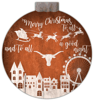 Texas Longhorns Christmas Village 12in Wall Art
