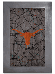 Texas Longhorns City Map 11x19 Sign