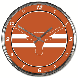 Texas Longhorns Clock Round Wall Style Chrome