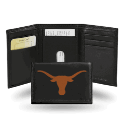 Texas Longhorns  Embroidered Genuine Leather Tri-fold Wallet 3.25" x 4.25" - Slim