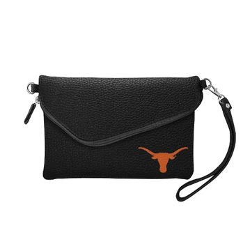 Texas Longhorns Fold Over Crossbody Pebble Black