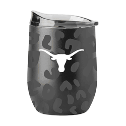 Texas Longhorns Leopard 16oz Black Powdercoat Curved Beverage