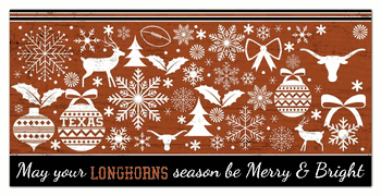 Texas Longhorns Merry and Bright 6x12 Sign