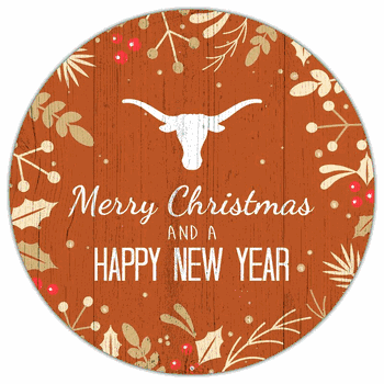 Texas Longhorns Merry Christmas & New Year 12in Circle