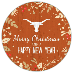 Texas Longhorns Merry Christmas & New Year 12in Circle