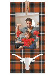 Texas Longhorns Plaid Clothespin 6x12 Sign