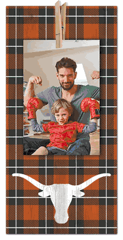 Texas Longhorns Plaid Clothespin 6x12 Sign