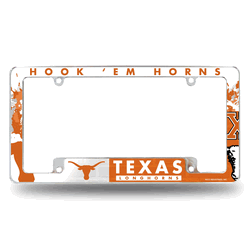 Texas Longhorns Primary 12" x 6" Chrome All Over Automotive License Plate Frame