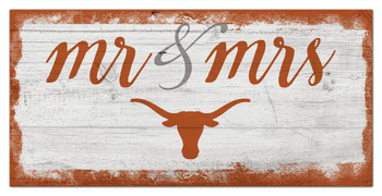 Texas Longhorns Script Mr & Mrs 6x12 Sign