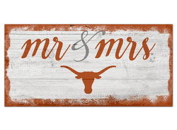 Texas Longhorns Script Mr & Mrs 6x12 Sign