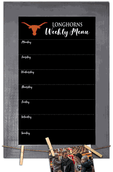 Texas Longhorns Weekly Chalkboard with frame & clothespins 11x19 Sign