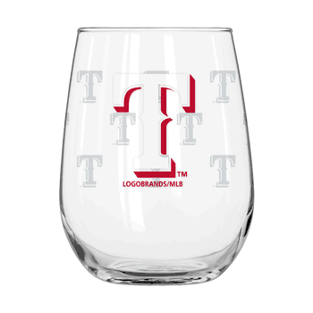 Texas Rangers 16oz Satin Etch Glass Curved Beverage
