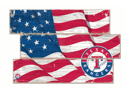 Texas Rangers American Flag 3 Plank