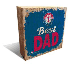 Texas Rangers Best Dad 6x6 Wood Block