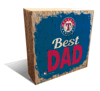 Texas Rangers Best Dad 6x6 Wood Block
