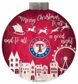 Texas Rangers Christmas Village 12in Wall Art