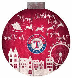 Texas Rangers Christmas Village 12in Wall Art