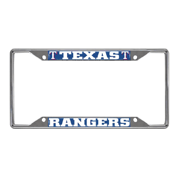 Texas Rangers Chrome Metal License Plate Frame, 6.25in x 12.25in
