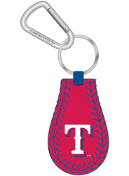 Texas Rangers Keychain Team Color Baseball Red Leather Blue Thread CO