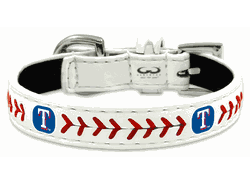 Texas Rangers Pet Collar Classic Baseball Leather Size Toy CO