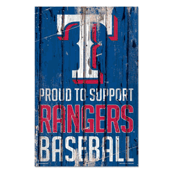 Texas Rangers Sign 11x17 Wood Proud to Support Design
