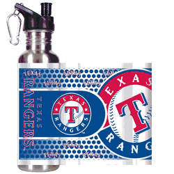 Texas Rangers Stainless Steel Water Bottle with Hi-Def Metallic Graphics