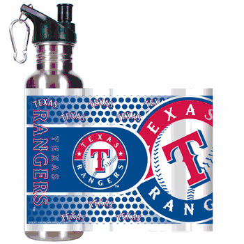 Texas Rangers Stainless Steel Water Bottle with Hi-Def Metallic Graphics